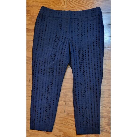 Ann Taylor LOFT Riviera Pants Cropped Blue Cotton Blend Sz 6 Petite - Picture 2 of 14